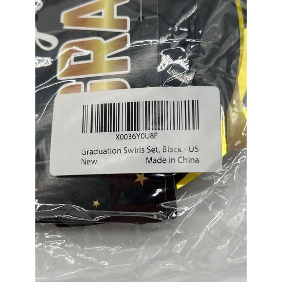 Graduation Swirl Decorations Set Black & Gold 2022 Congrats Grad Party Supplies - Picture 4 of 7